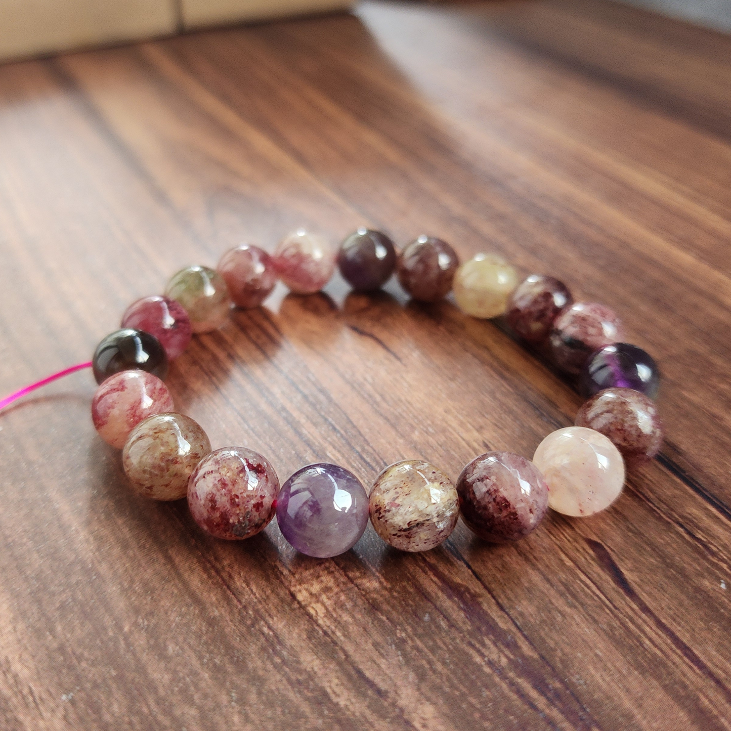 Natural Super 8 Amethyst & Strawberry Quartz Bracelet – Love Energy, Calm & Protection | Gelang Amethyst & Quartz Semula Jadi – Tenaga Cinta & Keseimbangan