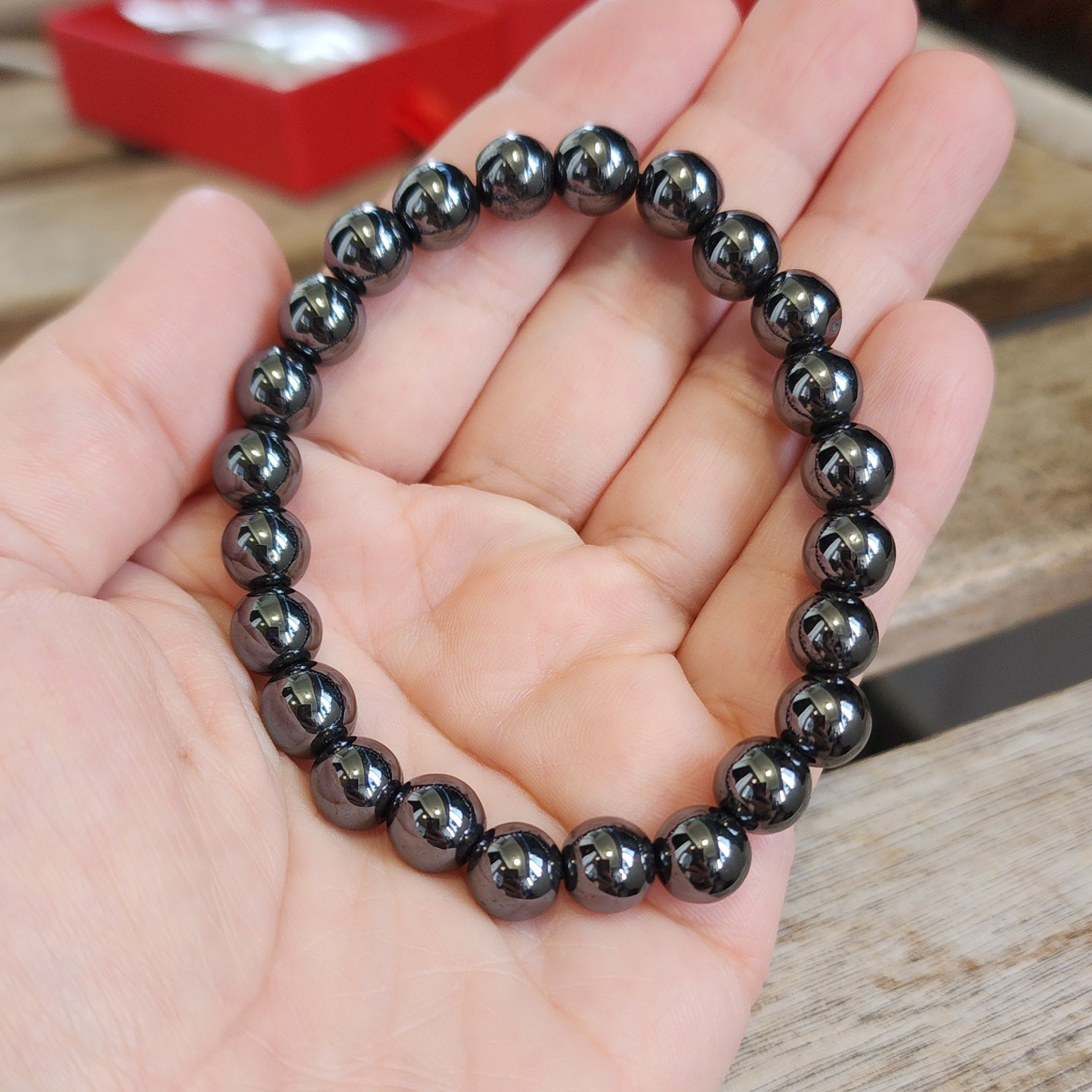 Natural Magnetic Hematite Bracelet | Gelang Hematit Magnetik Asli – Grounding, Calming & Unisex Daily Wear
