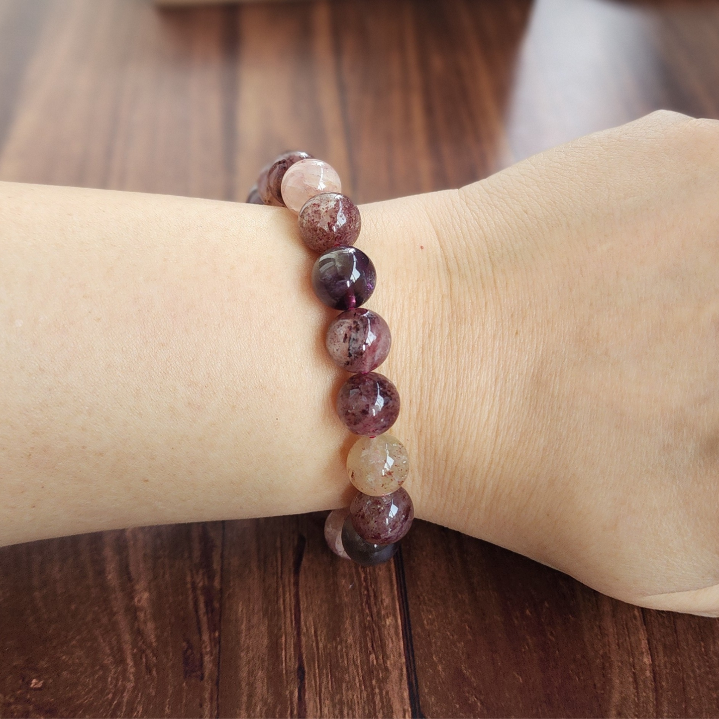 Natural Super 8 Amethyst & Strawberry Quartz Bracelet – Love Energy, Calm & Protection | Gelang Amethyst & Quartz Semula Jadi – Tenaga Cinta & Keseimbangan
