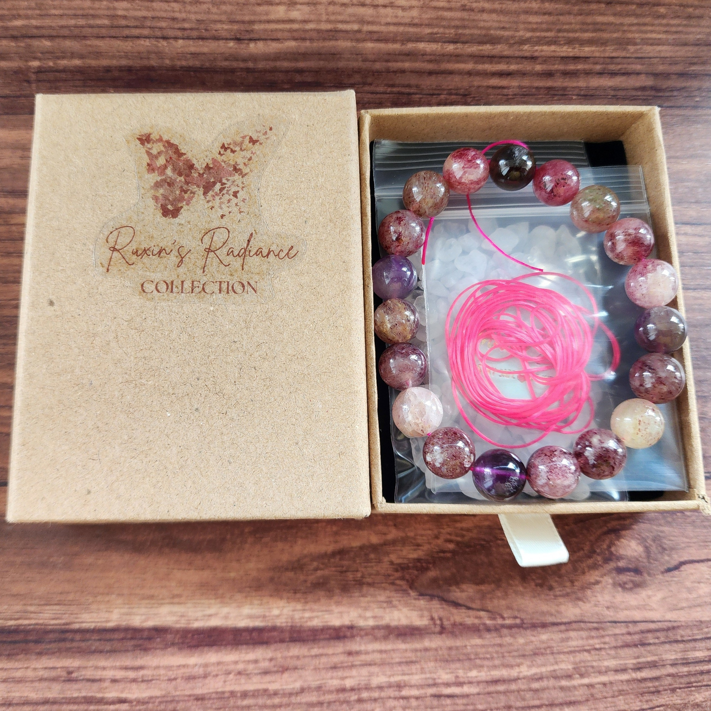 Natural Super 8 Amethyst & Strawberry Quartz Bracelet – Love Energy, Calm & Protection | Gelang Amethyst & Quartz Semula Jadi – Tenaga Cinta & Keseimbangan