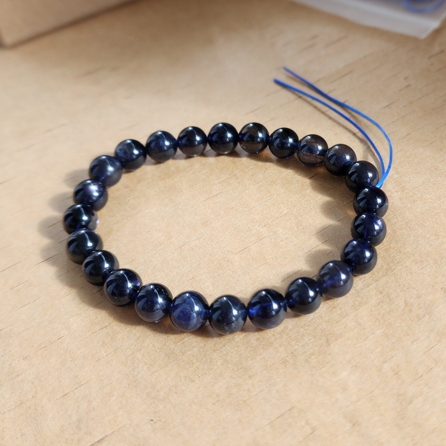 Natural Natural Lolite (Cordierite) Blue Crystal Bracelet 7.4–7.8mm, 24 Beads, 16cm | Clarity, Focus & Calm | Unisex Daily Wear | Gelang Kristal Lolite Ungu-Biru 7.4–7.8mm, 24 Manik, 16cm | Tenang & Fokus