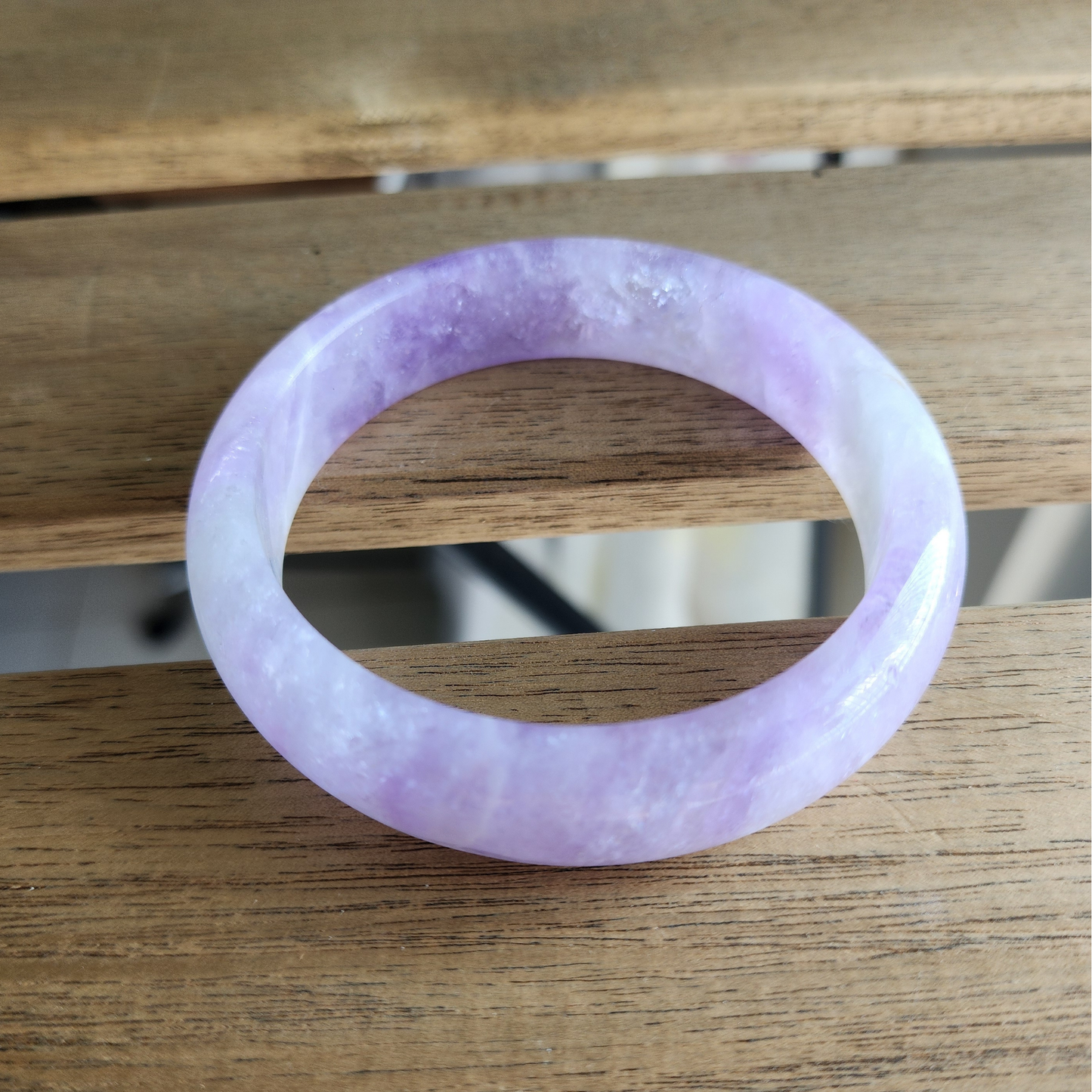 Lavender Amethyst Bangle – 60mm Natural Untreated Starry Gemstone | 天然星光薰衣紫水晶手镯 | Gelang Ametis Lavender Asli