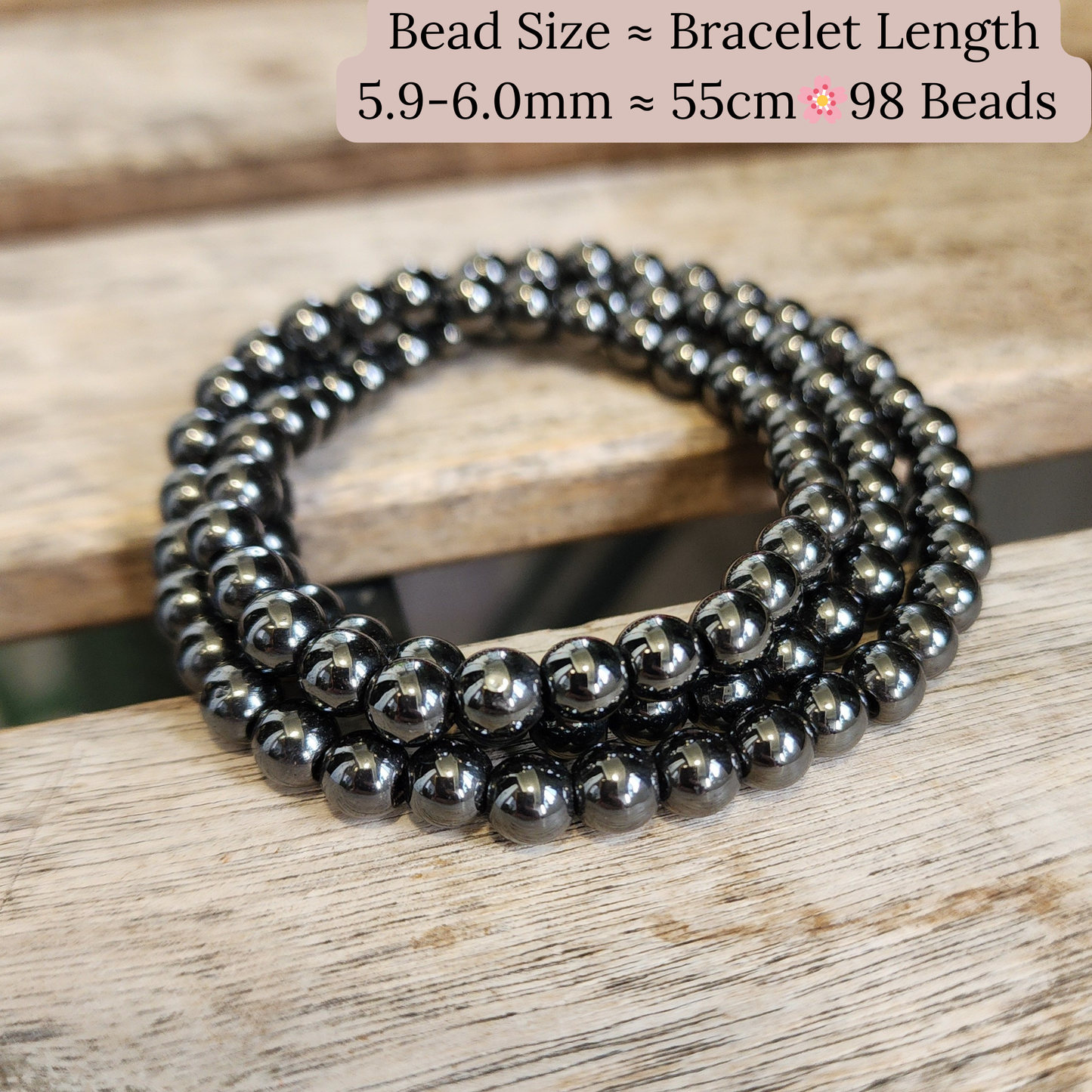Natural Magnetic Hematite 3-Loop Bracelet Necklace | Gelang 3 Lingkaran Hematit Magnetik Asli – Grounding, Calming & Unisex Daily Wear