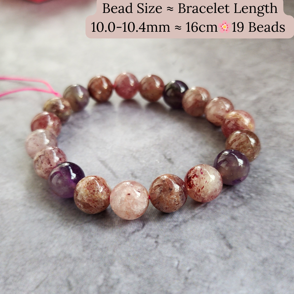 Natural Super 8 Amethyst & Strawberry Quartz Bracelet – Love Energy, Calm & Protection | Gelang Amethyst & Quartz Semula Jadi – Tenaga Cinta & Keseimbangan