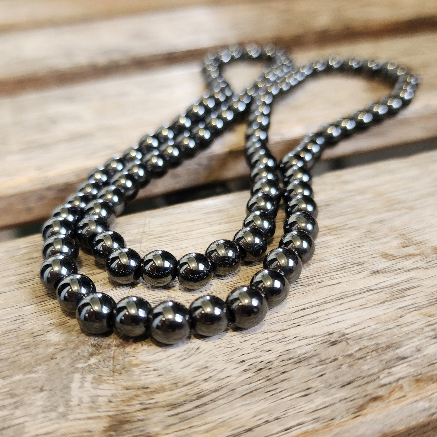Natural Magnetic Hematite 3-Loop Bracelet Necklace | Gelang 3 Lingkaran Hematit Magnetik Asli – Grounding, Calming & Unisex Daily Wear