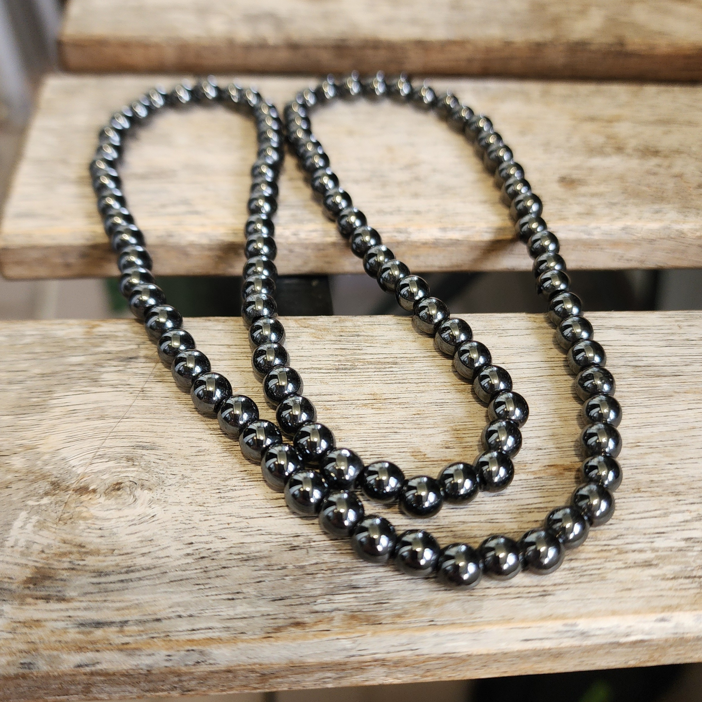 Natural Magnetic Hematite 3-Loop Bracelet Necklace | Gelang 3 Lingkaran Hematit Magnetik Asli – Grounding, Calming & Unisex Daily Wear