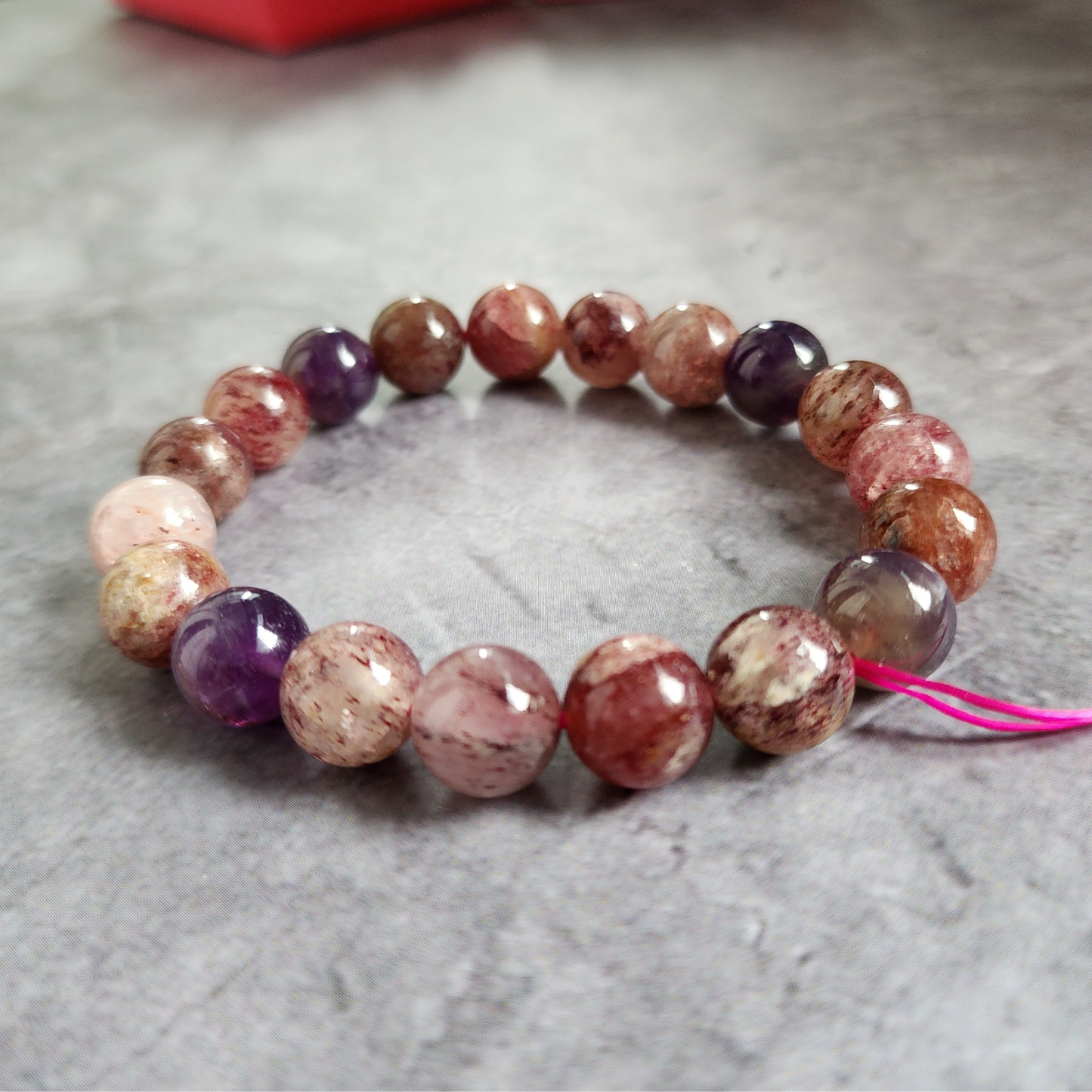 Natural Super 8 Amethyst & Strawberry Quartz Bracelet – Love Energy, Calm & Protection | Gelang Amethyst & Quartz Semula Jadi – Tenaga Cinta & Keseimbangan