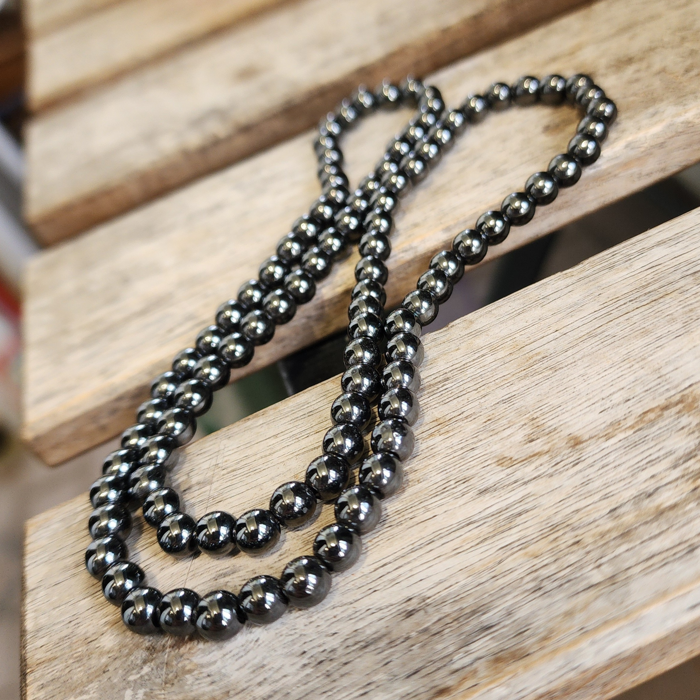 Natural Magnetic Hematite 3-Loop Bracelet Necklace | Gelang 3 Lingkaran Hematit Magnetik Asli – Grounding, Calming & Unisex Daily Wear