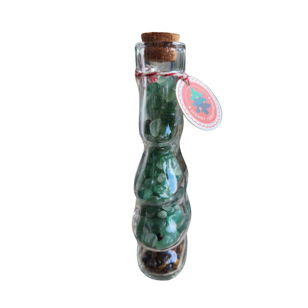 Natural Green Crystal Christmas Tree Bottle  Handmade Gemstone Decoration | 【Real Item | Limited Edition】 | Holiday Gift