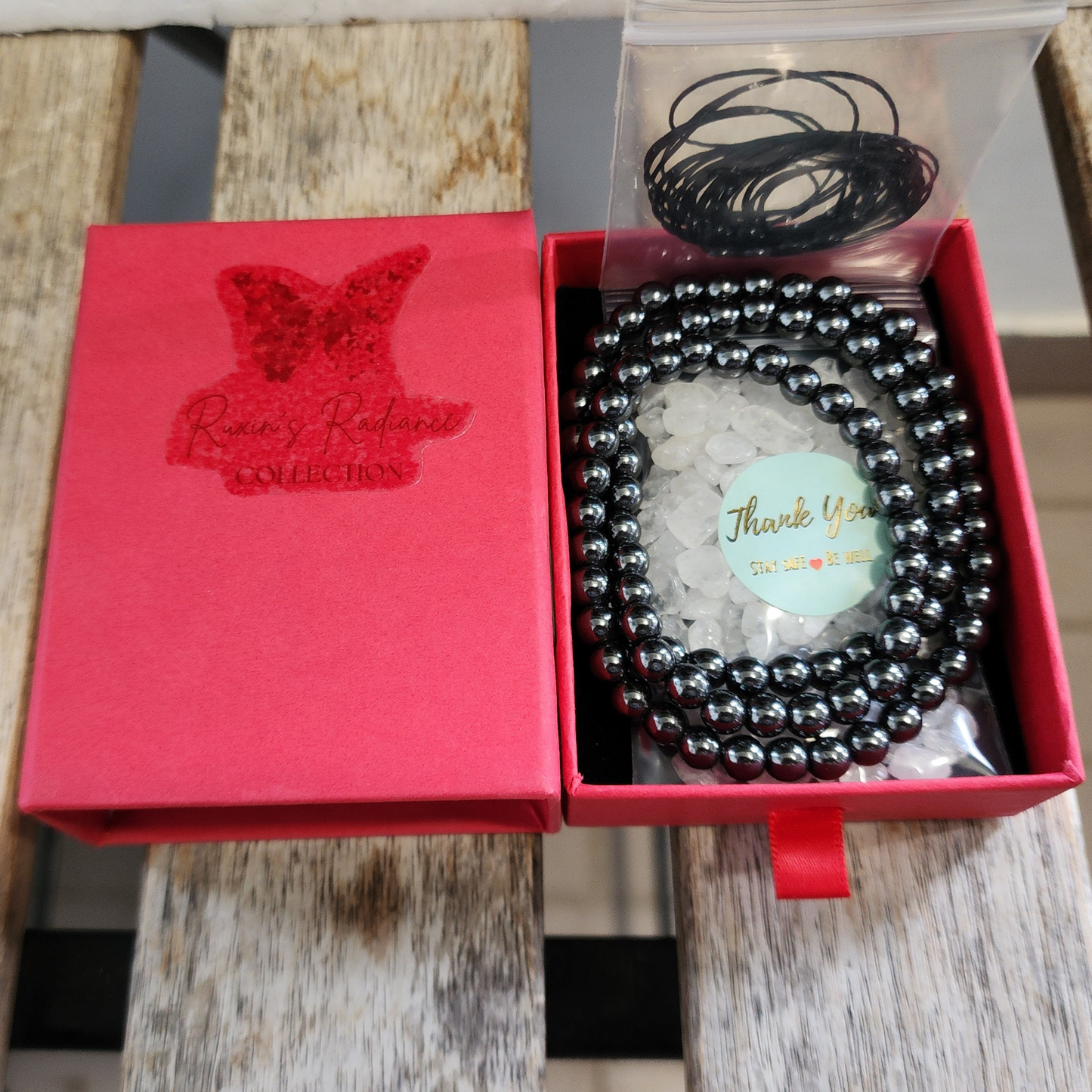 Natural Magnetic Hematite 3-Loop Bracelet Necklace | Gelang 3 Lingkaran Hematit Magnetik Asli – Grounding, Calming & Unisex Daily Wear