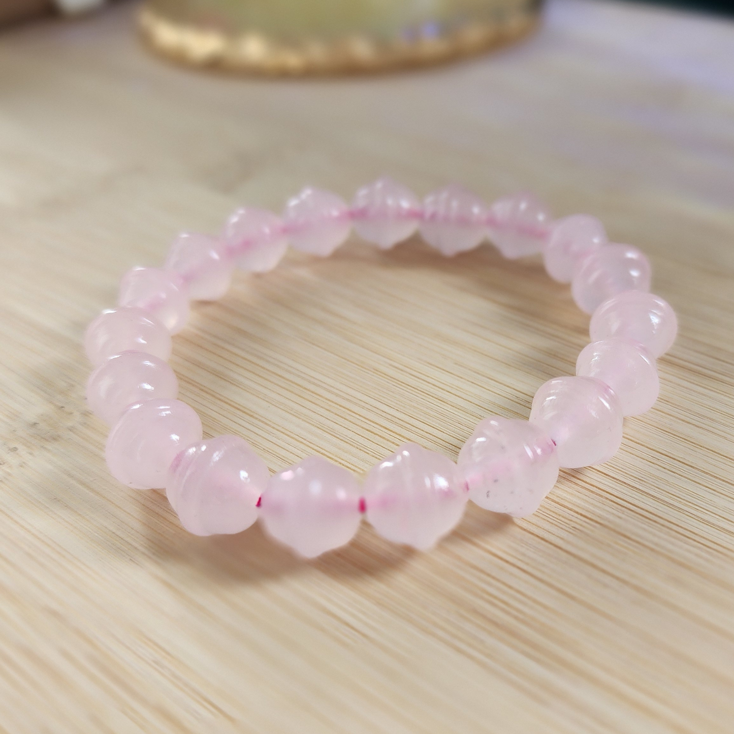 Natural Ice-Grade Rose Quartz Bracelet with Lucky Bell | “Stone of Love” Healing Energy | Attract Love, Calmness & Good Fortune | Handmade Crystal Jewelry ‖ Gelang Rose Quartz Gred Ais dengan Loceng Tuah – Penyembuhan & Tuah Baik