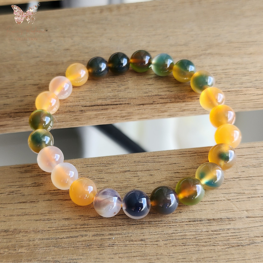 Natural Rainbow Candy Heart Agate Bracelet | Multi-Color Crystal for Joy, Balance & Harmony | Gelang Agate Pelangi Semula Jadi | Tenaga Positif & Keseimbangan Emosi