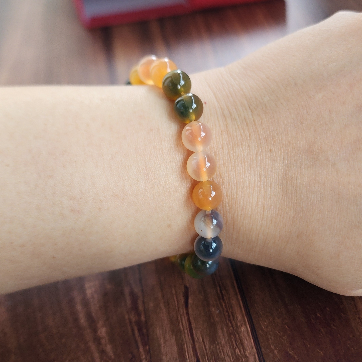 Natural Rainbow Candy Heart Agate Bracelet | Multi-Color Crystal for Joy, Balance & Harmony | Gelang Agate Pelangi Semula Jadi | Tenaga Positif & Keseimbangan Emosi