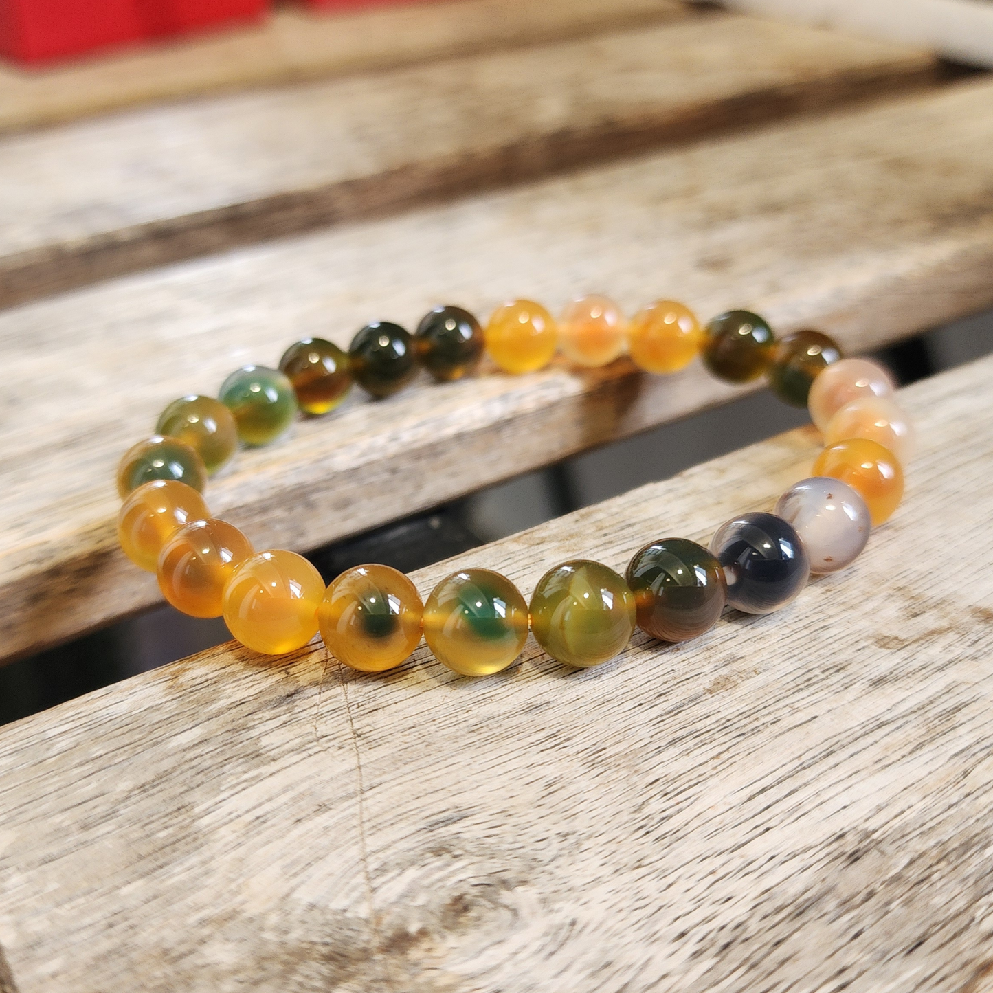 Natural Rainbow Candy Heart Agate Bracelet | Multi-Color Crystal for Joy, Balance & Harmony | Gelang Agate Pelangi Semula Jadi | Tenaga Positif & Keseimbangan Emosi