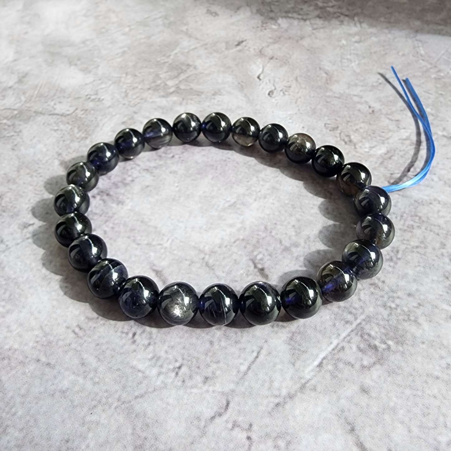 Natural Natural Lolite (Cordierite) Blue Crystal Bracelet 7.4–7.8mm, 24 Beads, 16cm | Clarity, Focus & Calm | Unisex Daily Wear | Gelang Kristal Lolite Ungu-Biru 7.4–7.8mm, 24 Manik, 16cm | Tenang & Fokus
