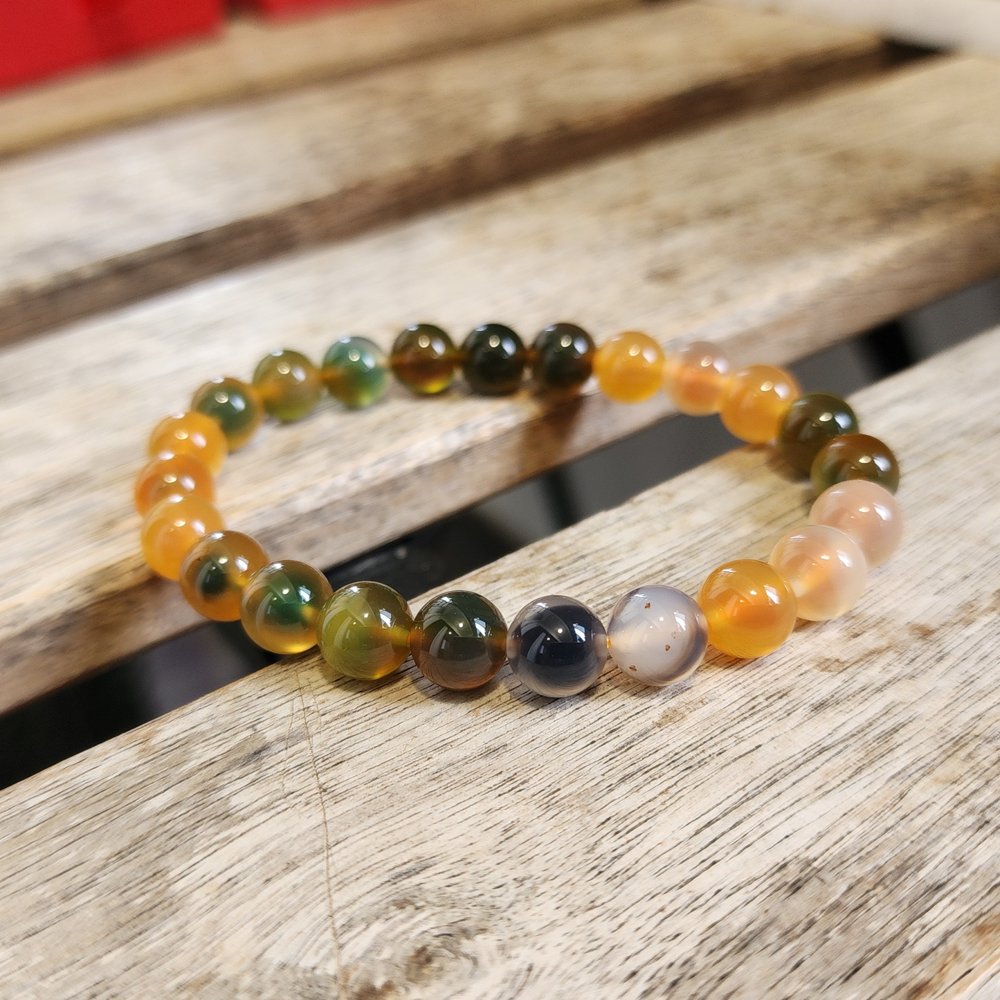 Natural Rainbow Candy Heart Agate Bracelet | Multi-Color Crystal for Joy, Balance & Harmony | Gelang Agate Pelangi Semula Jadi | Tenaga Positif & Keseimbangan Emosi