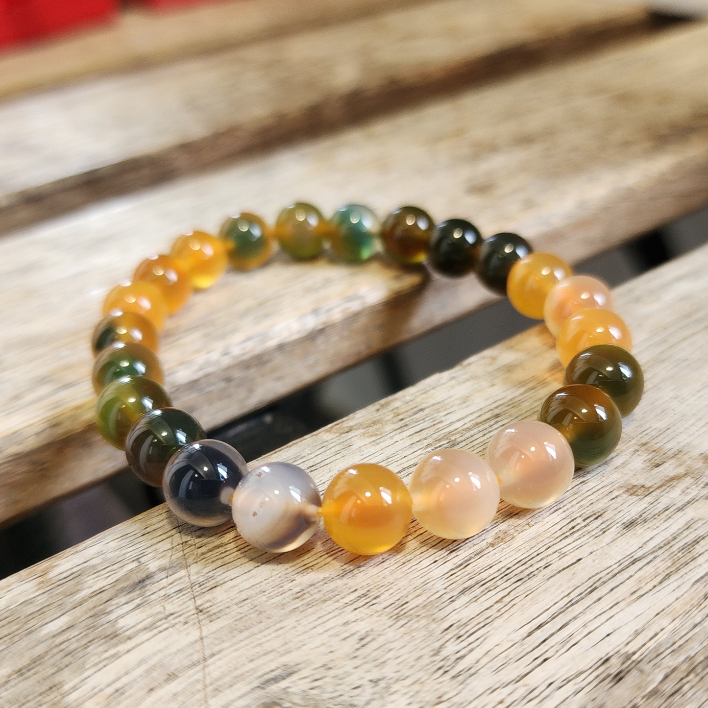Natural Rainbow Candy Heart Agate Bracelet | Multi-Color Crystal for Joy, Balance & Harmony | Gelang Agate Pelangi Semula Jadi | Tenaga Positif & Keseimbangan Emosi