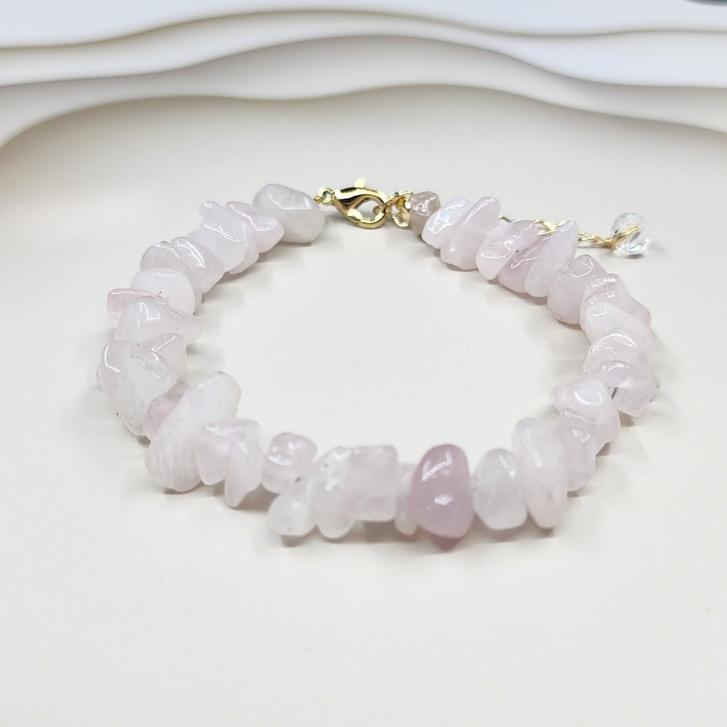 Ruxin's Rose Quartz Chip Bracelet |  天然粉晶碎石手链 | Gelang Cip Kristal Cinta  Healing Crystal | 情感疗愈 | Penyembuh Emosi