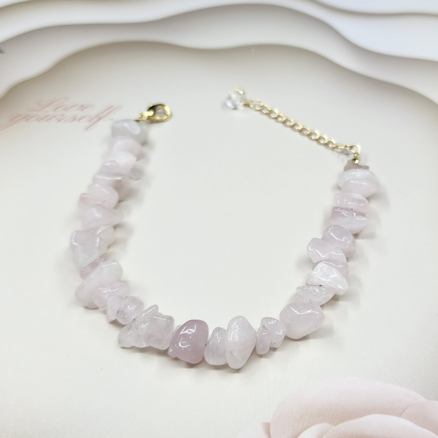 Ruxin's Rose Quartz Chip Bracelet |  天然粉晶碎石手链 | Gelang Cip Kristal Cinta  Healing Crystal | 情感疗愈 | Penyembuh Emosi