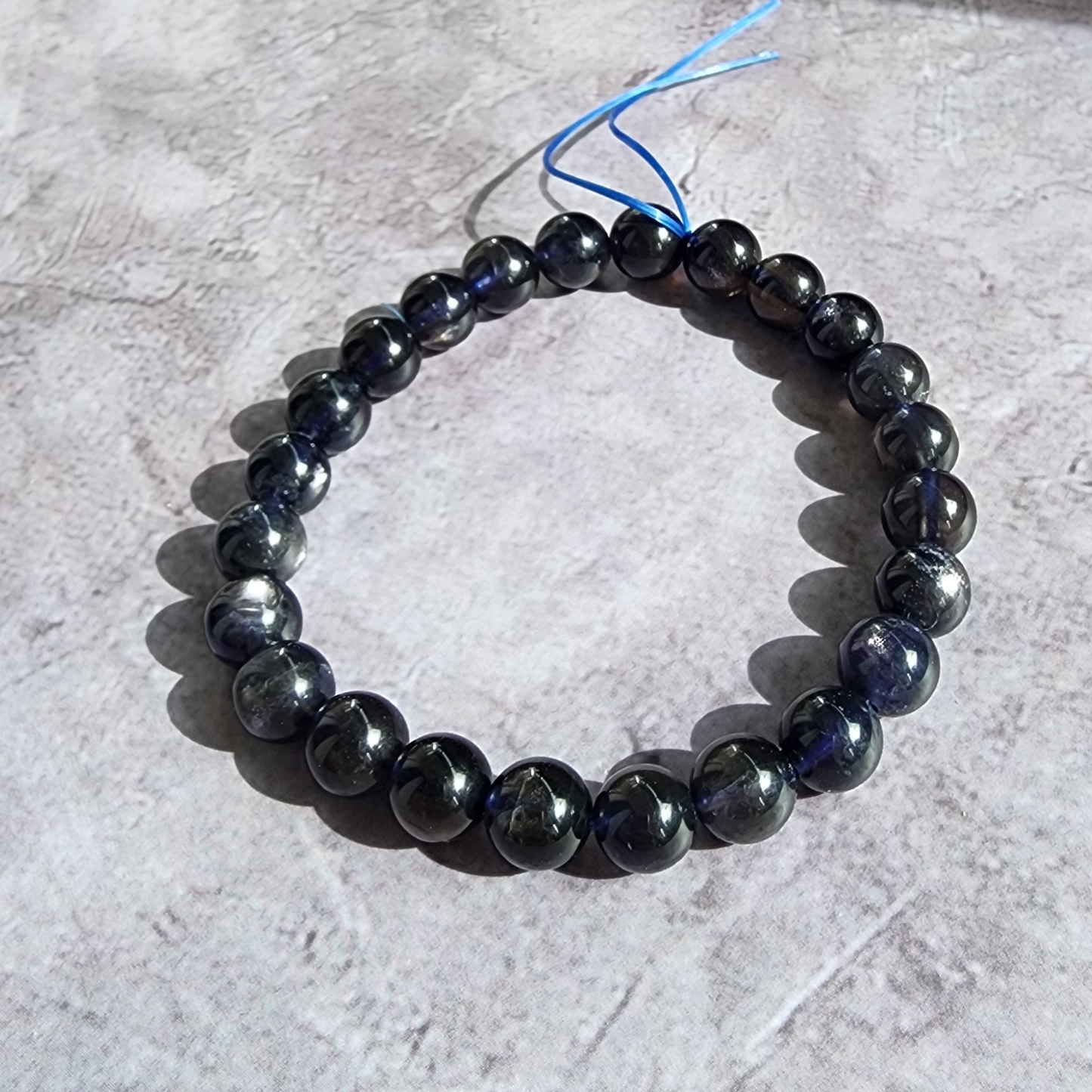 Natural Natural Lolite (Cordierite) Blue Crystal Bracelet 7.4–7.8mm, 24 Beads, 16cm | Clarity, Focus & Calm | Unisex Daily Wear | Gelang Kristal Lolite Ungu-Biru 7.4–7.8mm, 24 Manik, 16cm | Tenang & Fokus