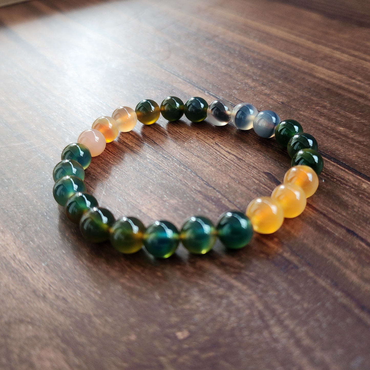 Natural Rainbow Candy Heart Agate Bracelet | Multi-Color Crystal for Joy, Balance & Harmony | Gelang Agate Pelangi Semula Jadi | Tenaga Positif & Keseimbangan Emosi
