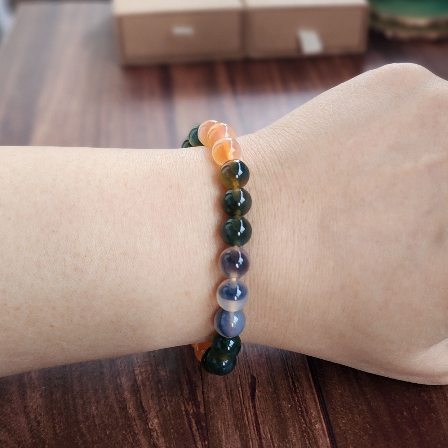 Natural Rainbow Candy Heart Agate Bracelet | Multi-Color Crystal for Joy, Balance & Harmony | Gelang Agate Pelangi Semula Jadi | Tenaga Positif & Keseimbangan Emosi