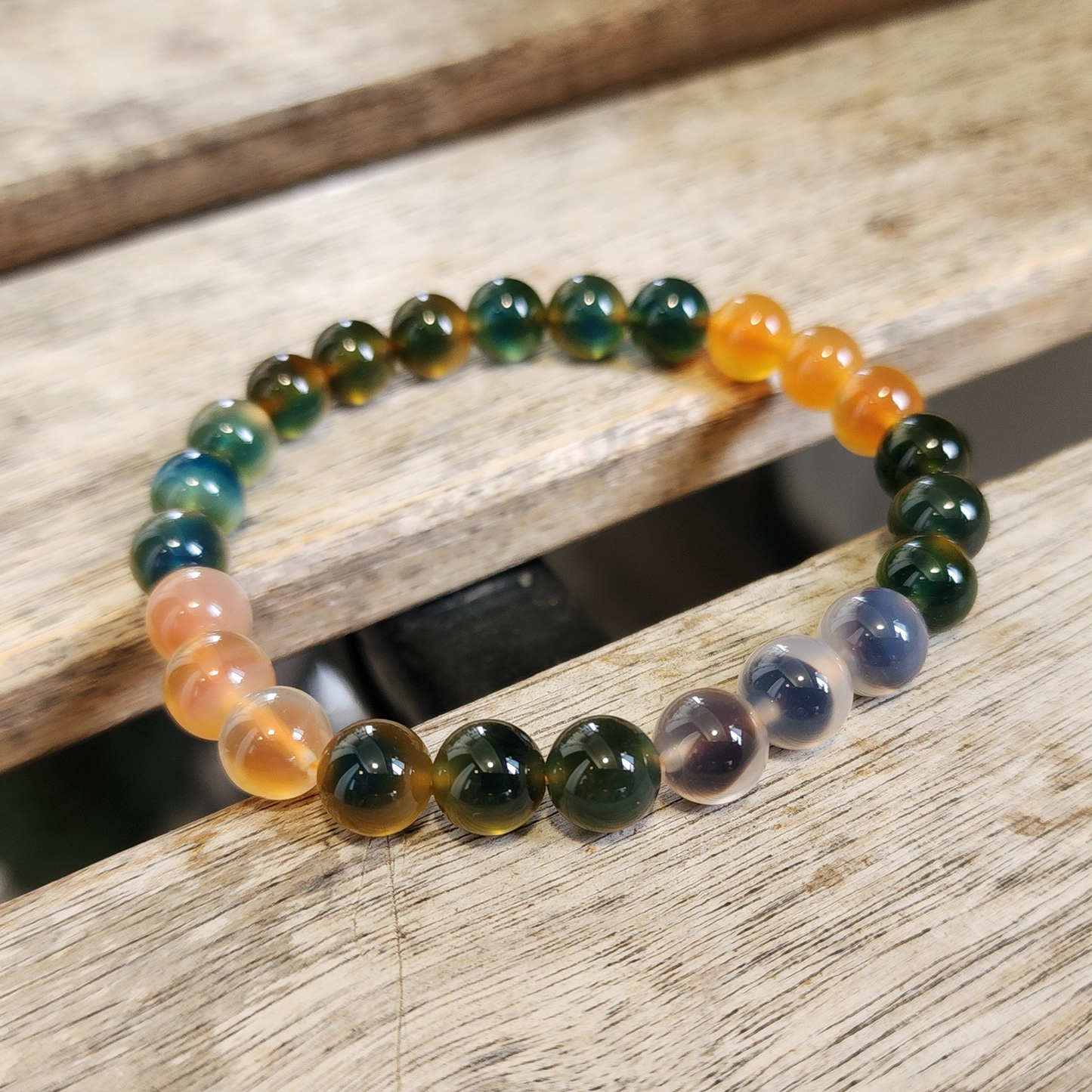 Natural Rainbow Candy Heart Agate Bracelet | Multi-Color Crystal for Joy, Balance & Harmony | Gelang Agate Pelangi Semula Jadi | Tenaga Positif & Keseimbangan Emosi