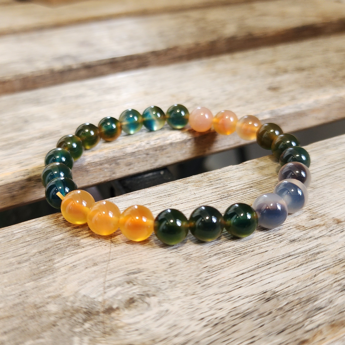 Natural Rainbow Candy Heart Agate Bracelet | Multi-Color Crystal for Joy, Balance & Harmony | Gelang Agate Pelangi Semula Jadi | Tenaga Positif & Keseimbangan Emosi