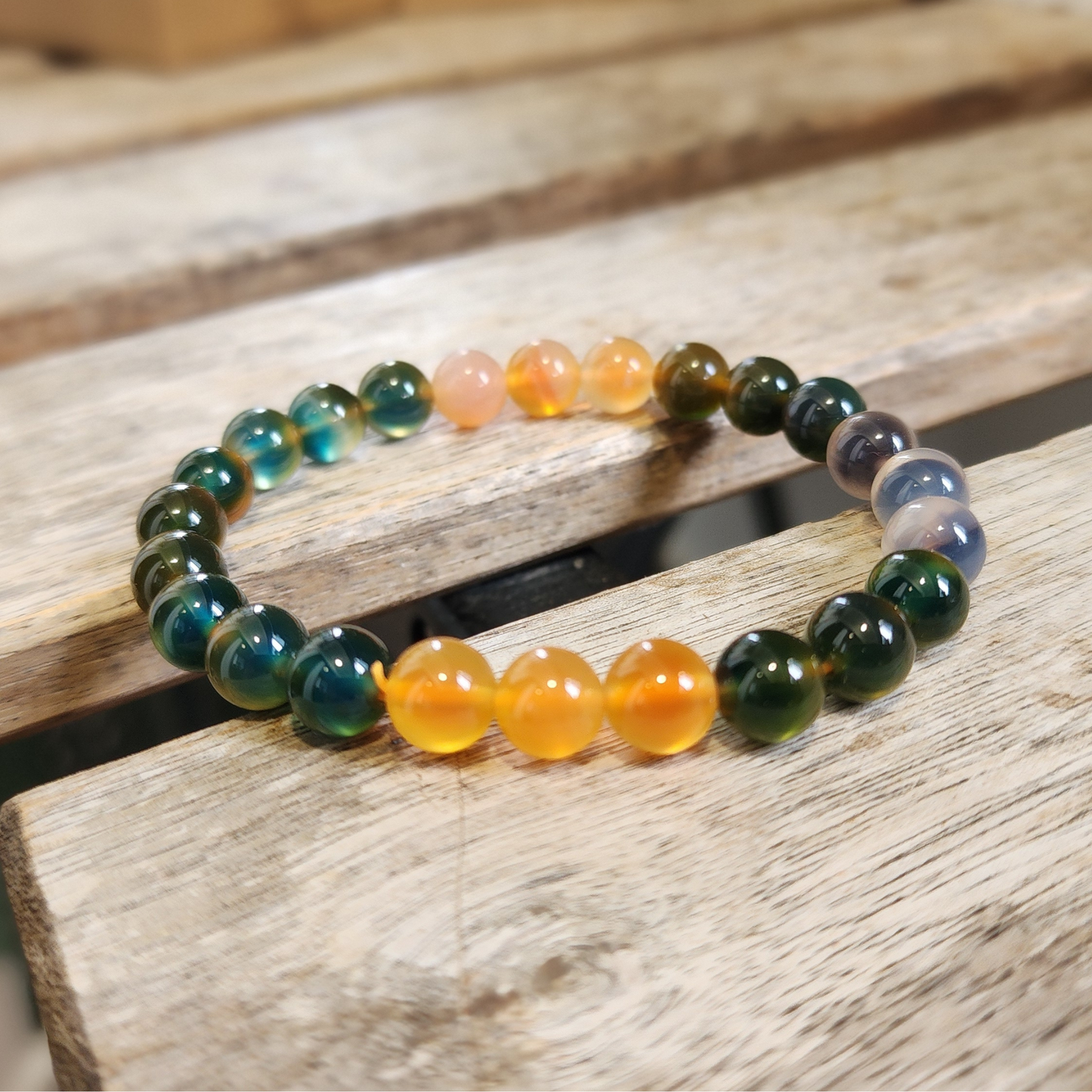 Natural Rainbow Candy Heart Agate Bracelet | Multi-Color Crystal for Joy, Balance & Harmony | Gelang Agate Pelangi Semula Jadi | Tenaga Positif & Keseimbangan Emosi