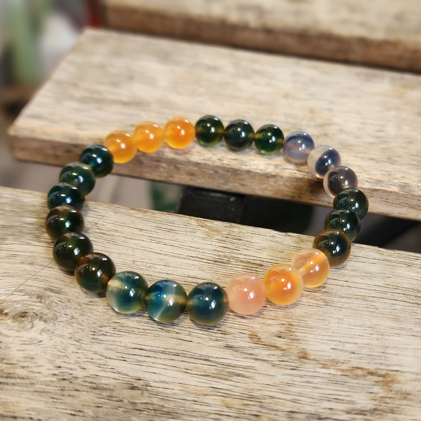 Natural Rainbow Candy Heart Agate Bracelet | Multi-Color Crystal for Joy, Balance & Harmony | Gelang Agate Pelangi Semula Jadi | Tenaga Positif & Keseimbangan Emosi