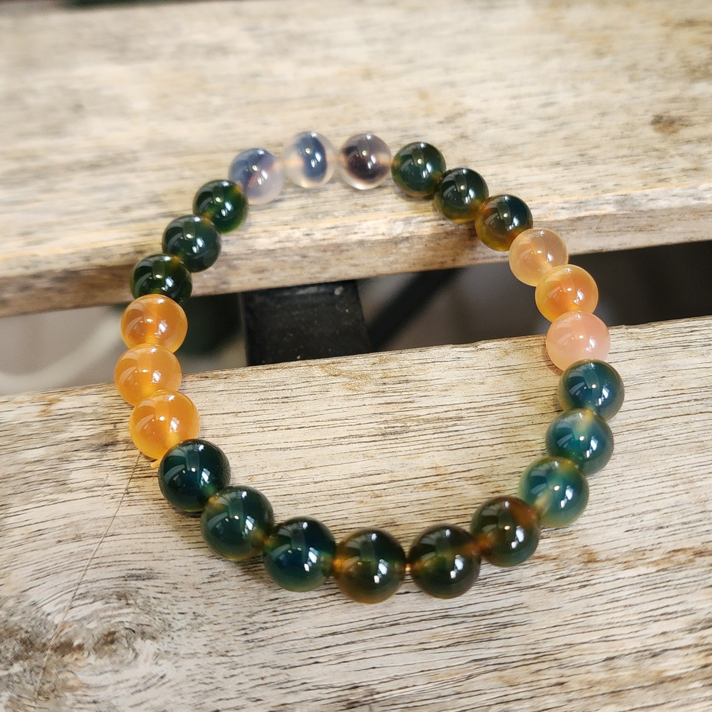 Natural Rainbow Candy Heart Agate Bracelet | Multi-Color Crystal for Joy, Balance & Harmony | Gelang Agate Pelangi Semula Jadi | Tenaga Positif & Keseimbangan Emosi
