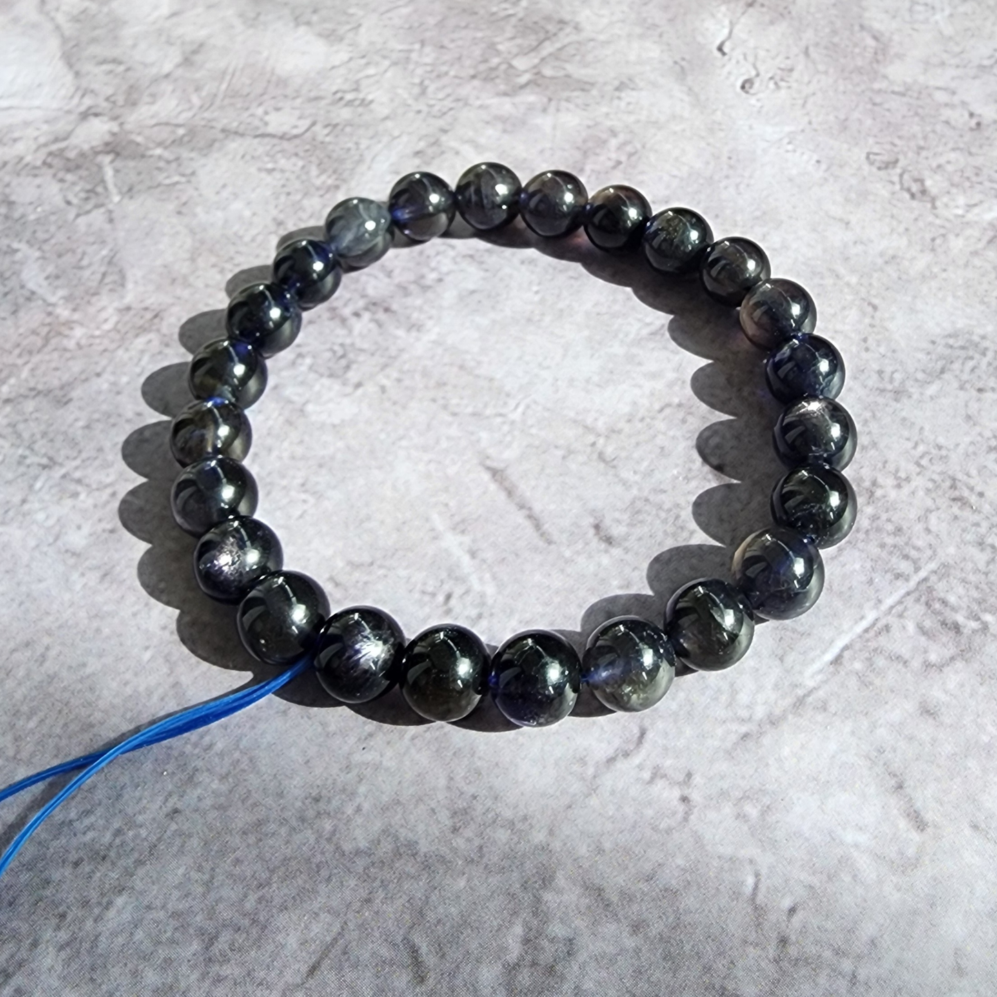 Natural Natural Lolite (Cordierite) Blue Crystal Bracelet 7.4–7.8mm, 24 Beads, 16cm | Clarity, Focus & Calm | Unisex Daily Wear | Gelang Kristal Lolite Ungu-Biru 7.4–7.8mm, 24 Manik, 16cm | Tenang & Fokus