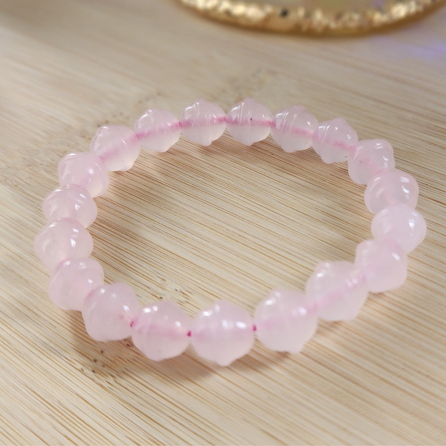 Natural Ice-Grade Rose Quartz Bracelet with Lucky Bell | “Stone of Love” Healing Energy | Attract Love, Calmness & Good Fortune | Handmade Crystal Jewelry ‖ Gelang Rose Quartz Gred Ais dengan Loceng Tuah – Penyembuhan & Tuah Baik