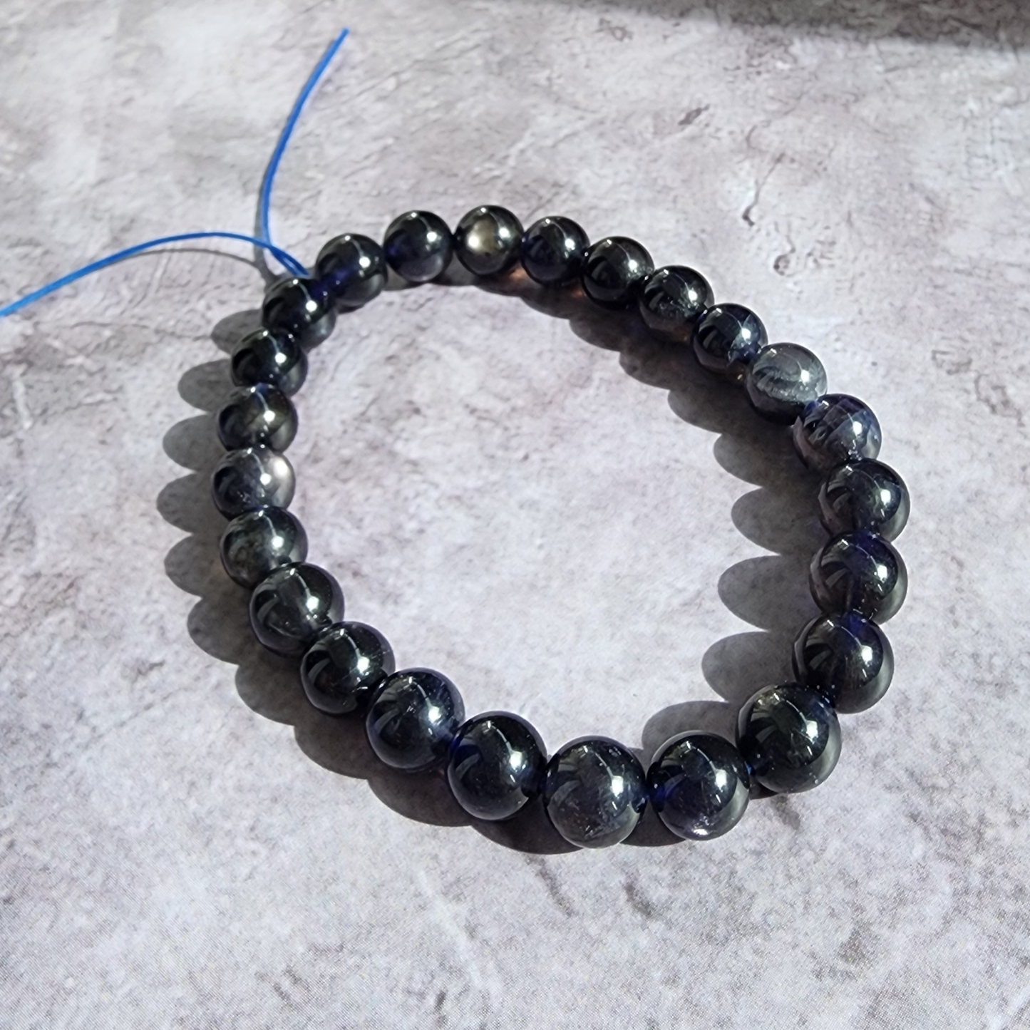 Natural Natural Lolite (Cordierite) Blue Crystal Bracelet 7.4–7.8mm, 24 Beads, 16cm | Clarity, Focus & Calm | Unisex Daily Wear | Gelang Kristal Lolite Ungu-Biru 7.4–7.8mm, 24 Manik, 16cm | Tenang & Fokus