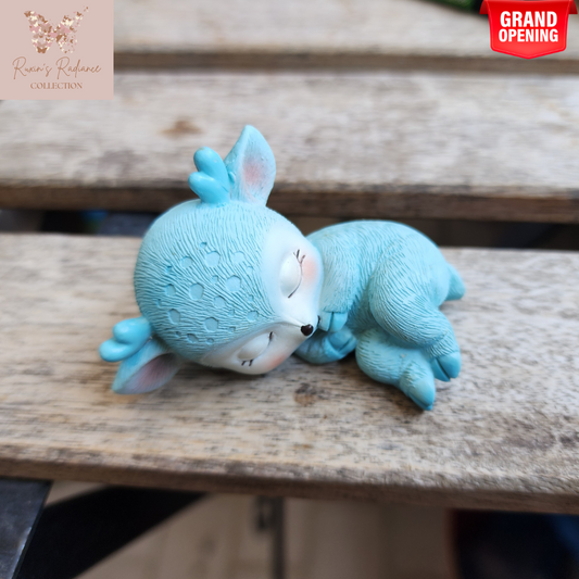 Sleeping Deer Resin Figurine  Handmade Creative Animal Ornament for Kids Room, Bedroom, Office or Living Room | Cute Fawn Baby Sculpture | Home Décor, Table Decoration, Wedding Gift, Birthday Party Cake Topper & Sweet Dessert Table Decoration