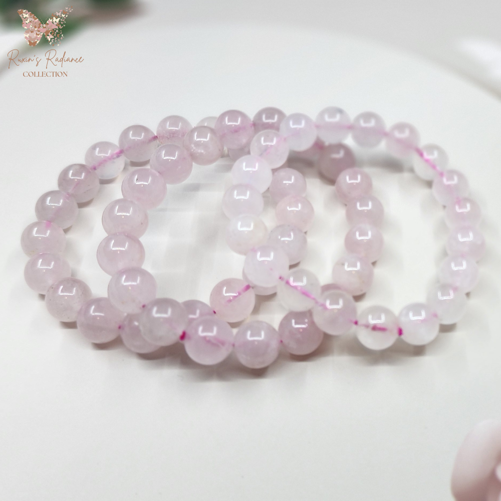 Ruxin Radiance Handmade Serene Love "Stone of Love" Natural Rose Quartz Bracelet 宁静之爱「爱之石」天然粉晶手链 Gelang Kuarza Mawar Asli – Cinta & Penyembuhan