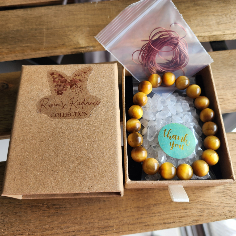 Natural Golden Tiger Eye Energy Bracelet 天然金虎眼石能量手链 Gelang Tenaga Tiger Eye Emas Asli | Enhance Career Luck | 提升事业运