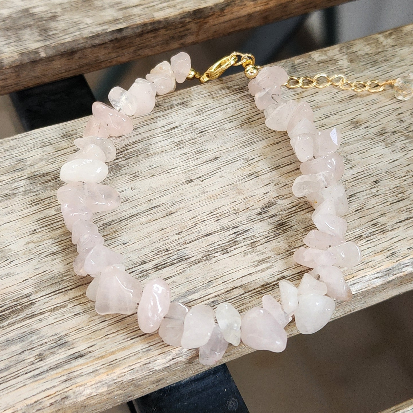 Ruxin's Rose Quartz Chip Bracelet |  天然粉晶碎石手链 | Gelang Cip Kristal Cinta  Healing Crystal | 情感疗愈 | Penyembuh Emosi