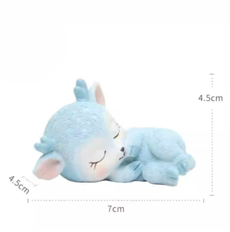 Sleeping Deer Resin Figurine  Handmade Creative Animal Ornament for Kids Room, Bedroom, Office or Living Room | Cute Fawn Baby Sculpture | Home Décor, Table Decoration, Wedding Gift, Birthday Party Cake Topper & Sweet Dessert Table Decoration