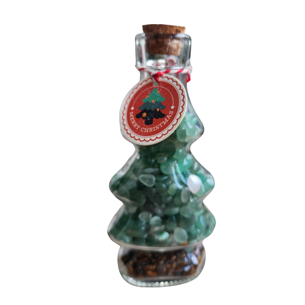 Natural Green Crystal Christmas Tree Bottle  Handmade Gemstone Decoration | 【Real Item | Limited Edition】 | Holiday Gift