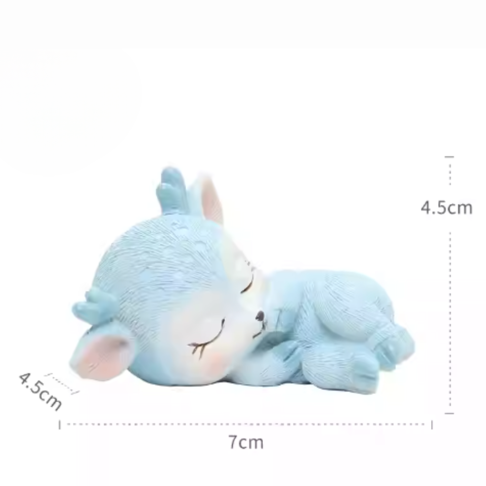 Sleeping Deer Resin Figurine  Handmade Creative Animal Ornament for Kids Room, Bedroom, Office or Living Room | Cute Fawn Baby Sculpture | Home Décor, Table Decoration, Wedding Gift, Birthday Party Cake Topper & Sweet Dessert Table Decoration