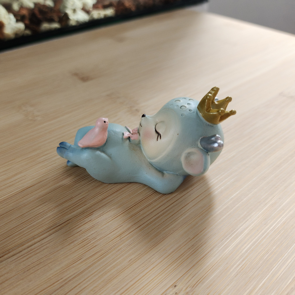 Sleeping Blue Baby Deer Resin Figurine  Handmade Cute Animal Ornament | Fawn Baby Sculpture for Kids Room, Bedroom, Living Room, Office | Home Decor, Table Display, Birthday Gift, Wedding Favor, Cake & Dessert Topper
