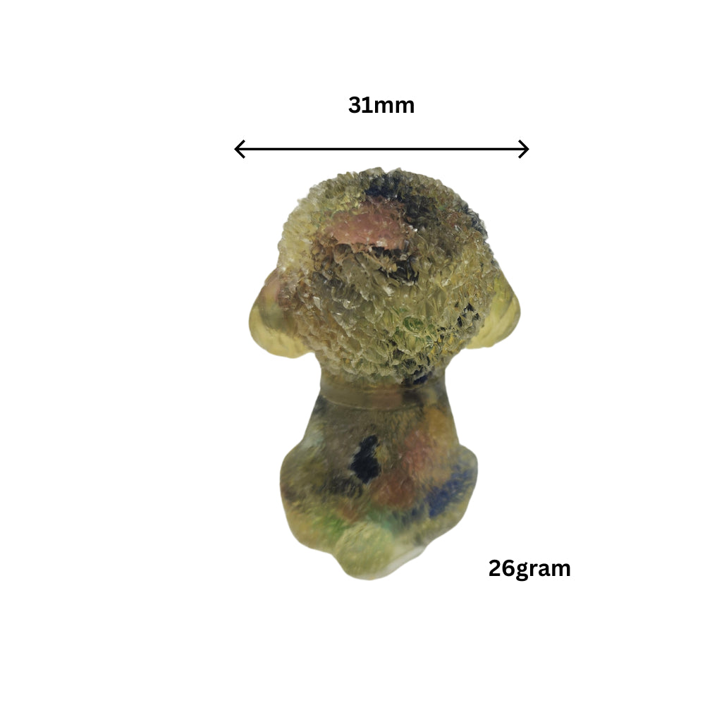 Ruxin's Radiance: Rainbow Crystal Teddy – Stone & Resin Charm 多色晶泰迪：碎石滴胶萌宠 Anjing Teddy Kristal Pelbagai – Batu & Resin