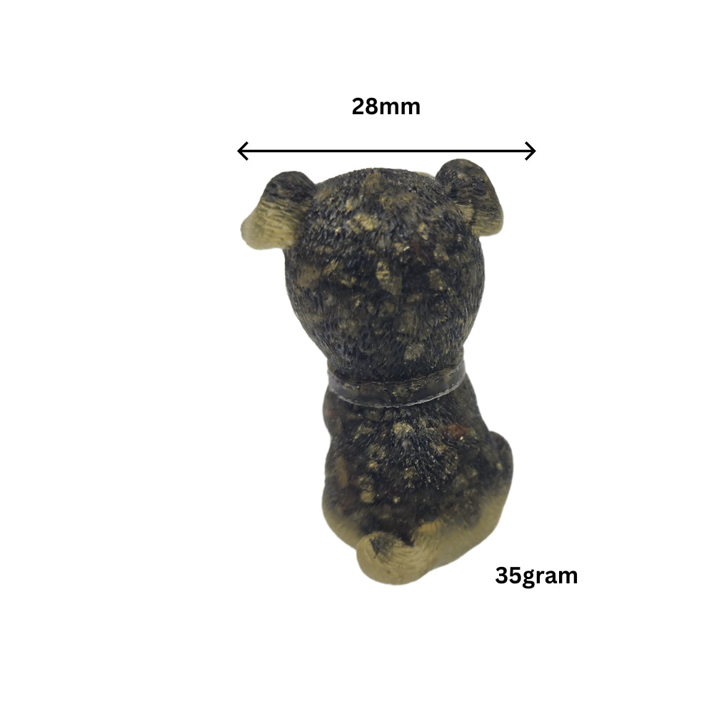 Ruxin's Radiance: Dark Green Iron Tone Schnauzer – Stone & Resin Deco 墨铁雪纳瑞：碎石滴胶 Anjing Schnauzer Warna Besi Hijau Gelap