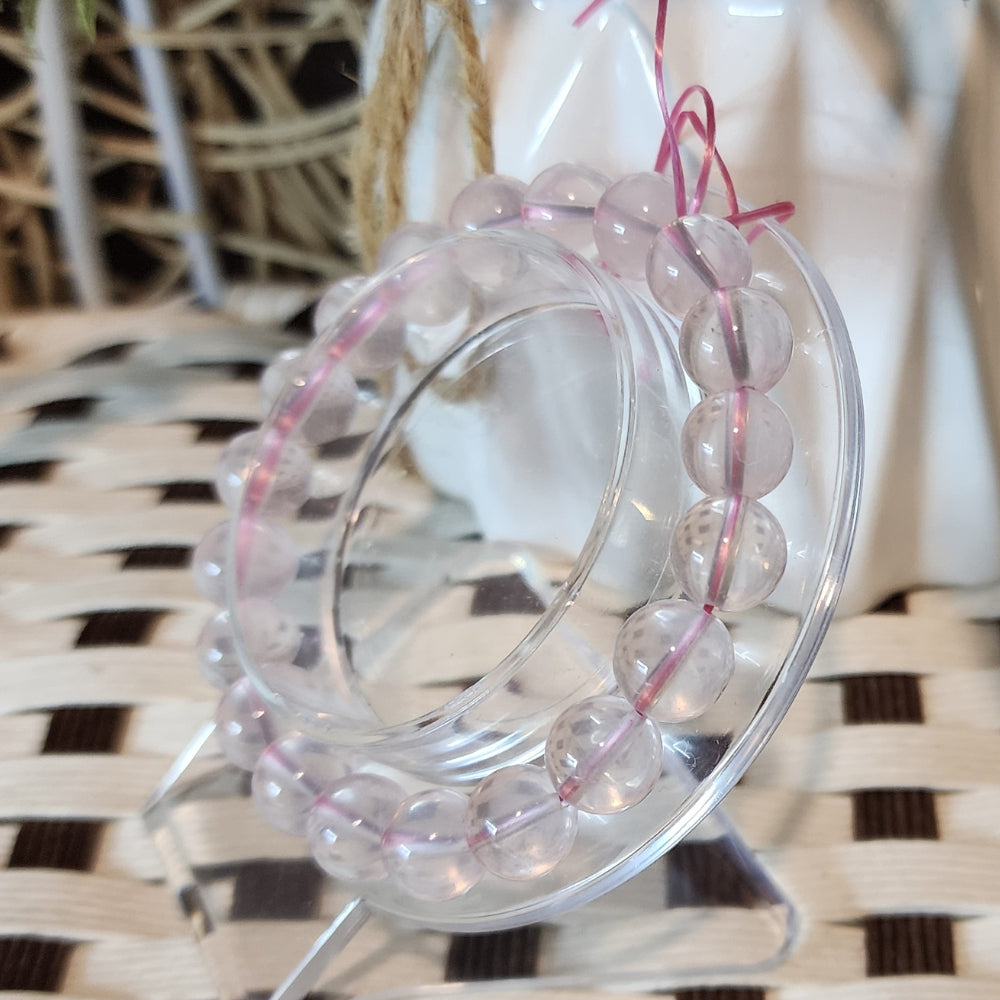 Starlight Rose Quartz Bracelet 天然星光粉晶手串 Gelang Kristal Rose Quartz Bercahaya | Love · 爱 · Cinta | Healing 能量 · Penyembuh