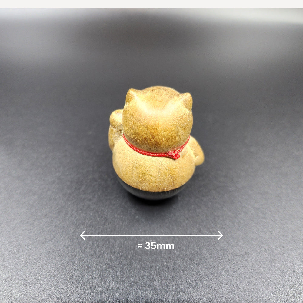 Ebony Wood Tumbler Lucky Cat 黑檀木不倒翁招财猫 Kucing Bertuah Tumbler Kayu Ebony
