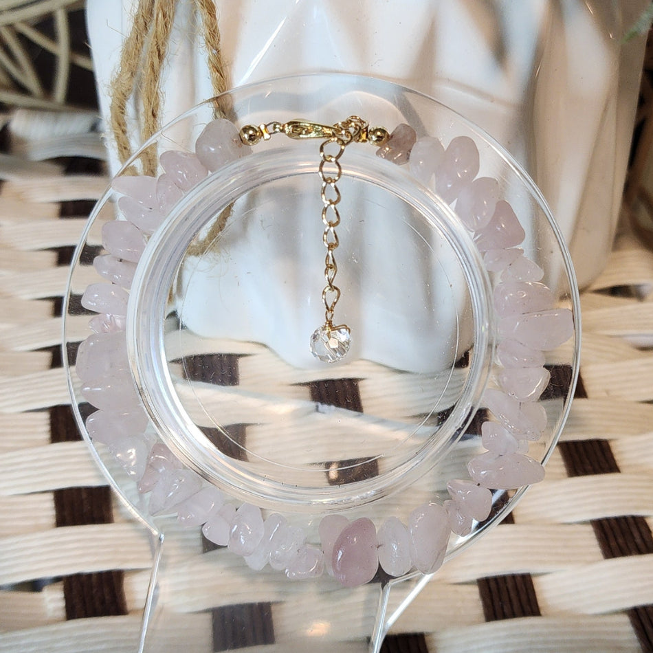 Ruxin's Rose Quartz Chip Bracelet |  天然粉晶碎石手链 | Gelang Cip Kristal Cinta  Healing Crystal | 情感疗愈 | Penyembuh Emosi