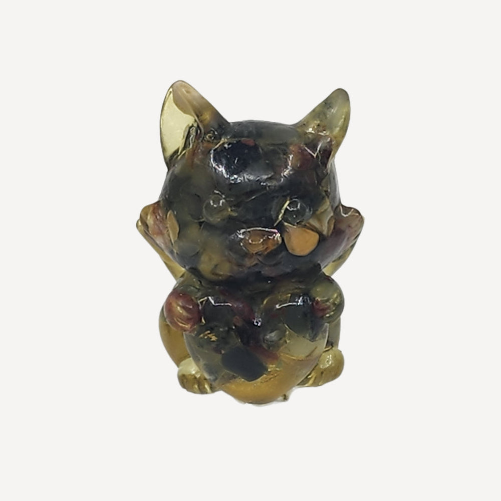 Ruxin's Radiance: Mini Crystal 9-Tailed Fox – Resin 九尾狐：碎石胶宠 Musang 9 Ekor Kristal Pelbagai Warna – Resin