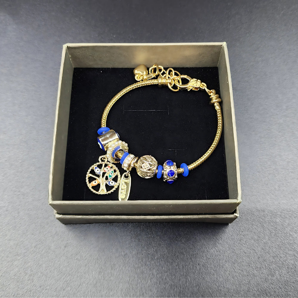 Ruxin Radiance Handmade Eternal Harmony Bracelet – Gold Blue Elegance 爱·永恒树守护链–金蓝永恒优雅 Gelang Abadi: Cinta & Harmoni – Elegan Emas/Biru