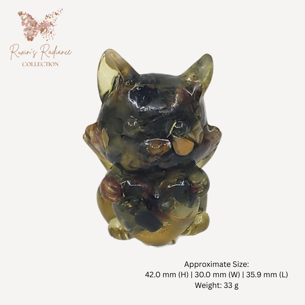 Ruxin's Radiance: Mini Crystal 9-Tailed Fox – Resin 九尾狐：碎石胶宠 Musang 9 Ekor Kristal Pelbagai Warna – Resin